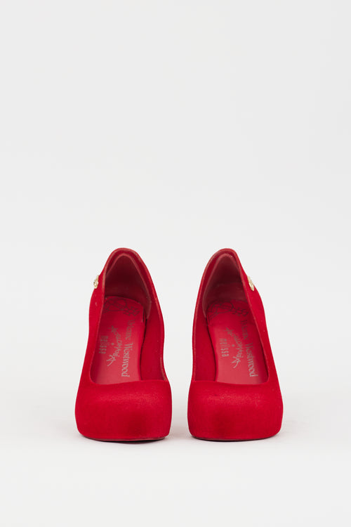 Vivienne Westwood X Melissa Red Velvet Covered Heel