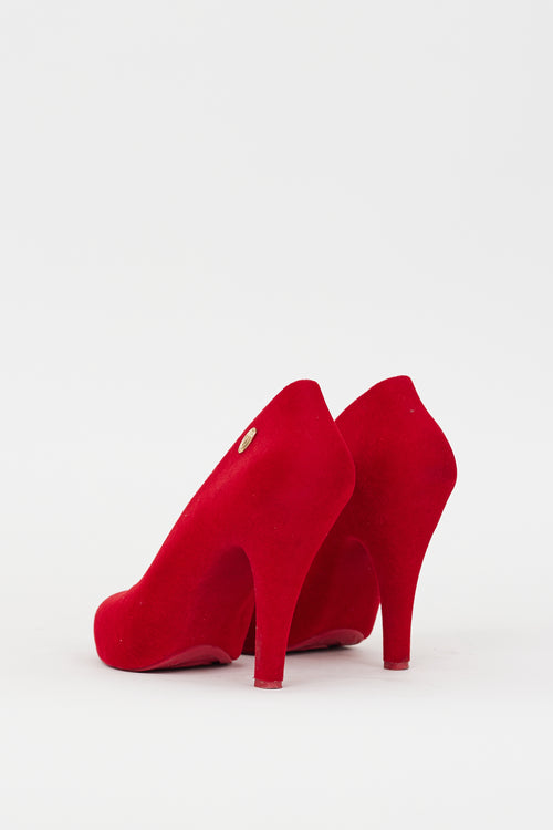 Vivienne Westwood X Melissa Red Velvet Covered Heel