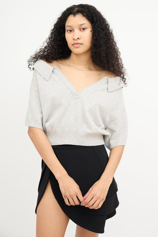 Alexander Wang Grey Wool 
Mesh Short Sleeve Top