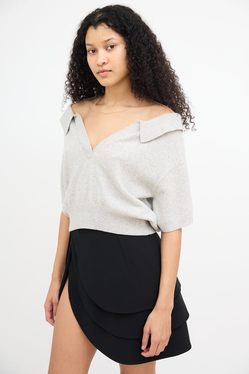 Alexander Wang Grey Wool 
Mesh Short Sleeve Top