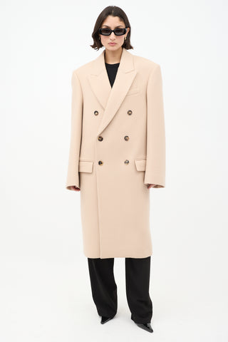 WARDROBE.NYC Beige Wool Double Breasted Long Coat