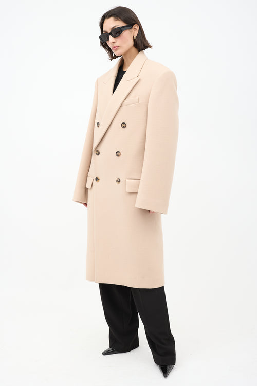 WARDROBE.NYC Beige Wool Double Breasted Long Coat