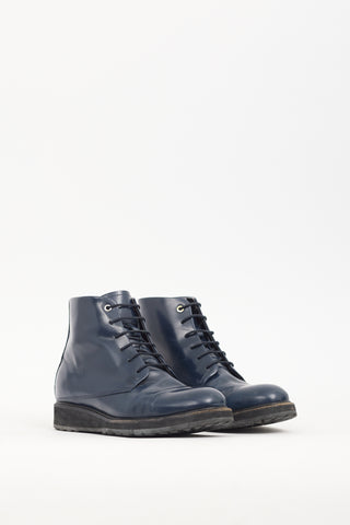 Want Les Essentiels Navy Leather Menara Derby Boot