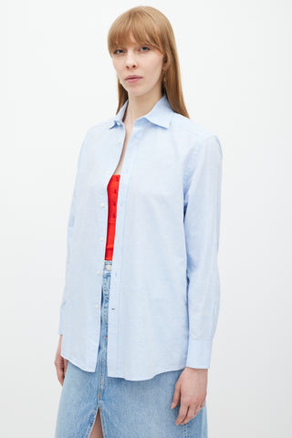 WNU Light Blue Cotton 
Linen Button Up Shirt