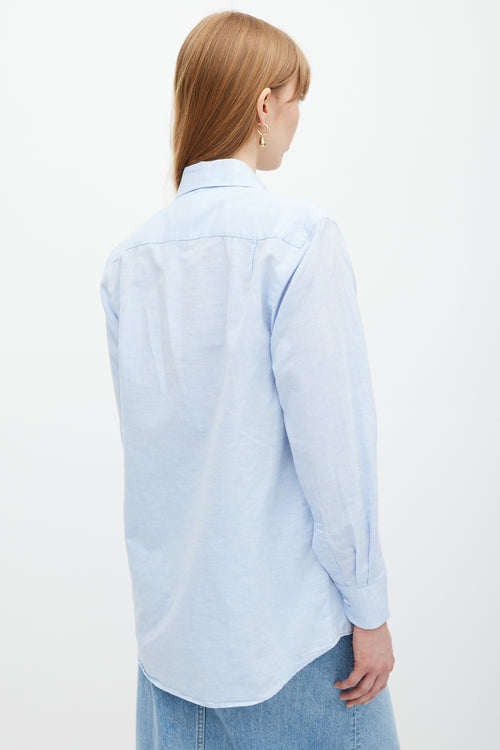 WNU Light Blue Cotton 
Linen Button Up Shirt