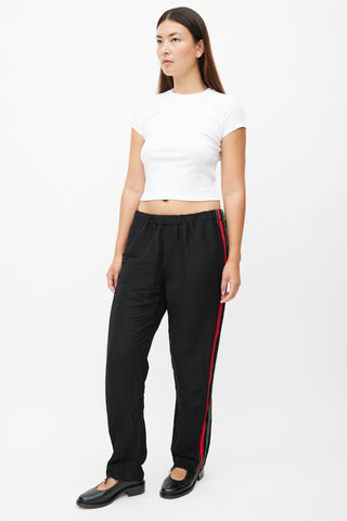 Wales Bonner Black 
Multicolour Knit Linen Trouser