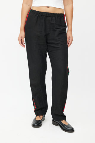 Wales Bonner Black 
Multicolour Knit Linen Trouser