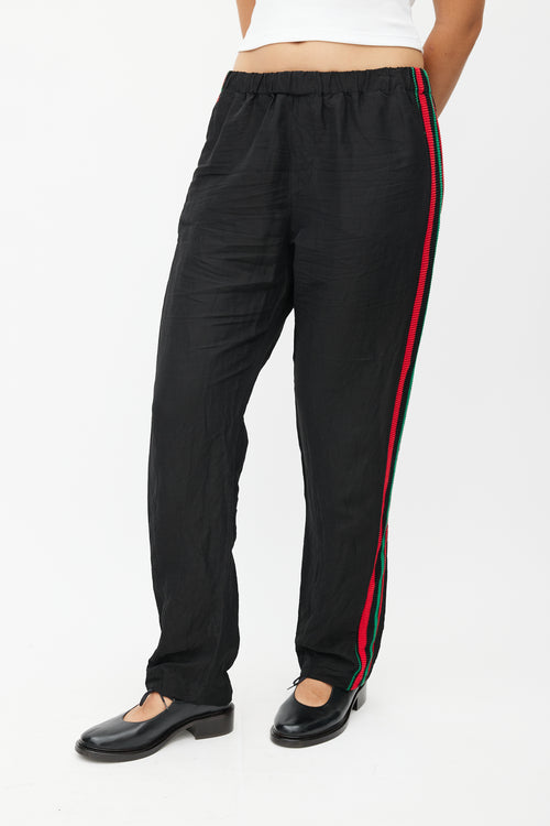 Wales Bonner Black 
Multicolour Knit Linen Trouser