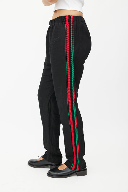 Wales Bonner Black 
Multicolour Knit Linen Trouser