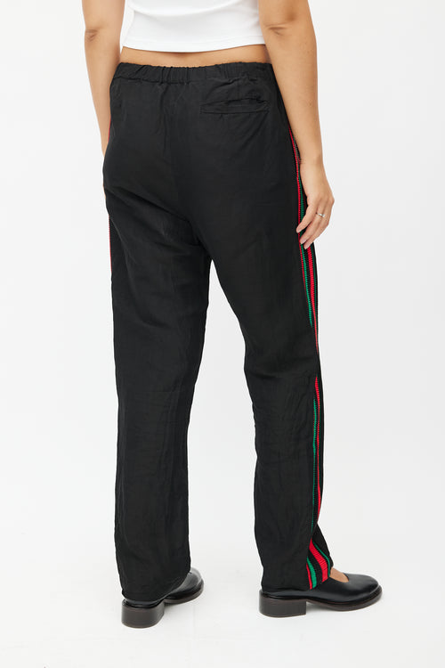 Wales Bonner Black 
Multicolour Knit Linen Trouser