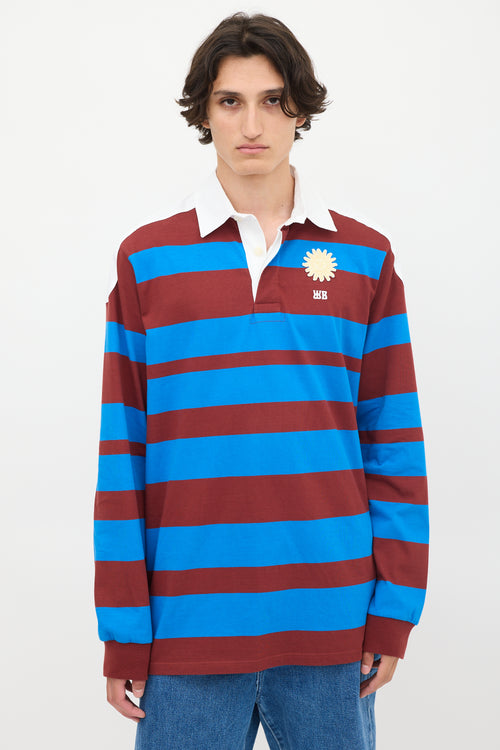 Wales Bonner Blue 
Burgundy Striped City Polo