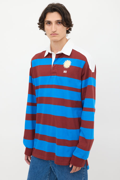 Wales Bonner Blue 
Burgundy Striped City Polo