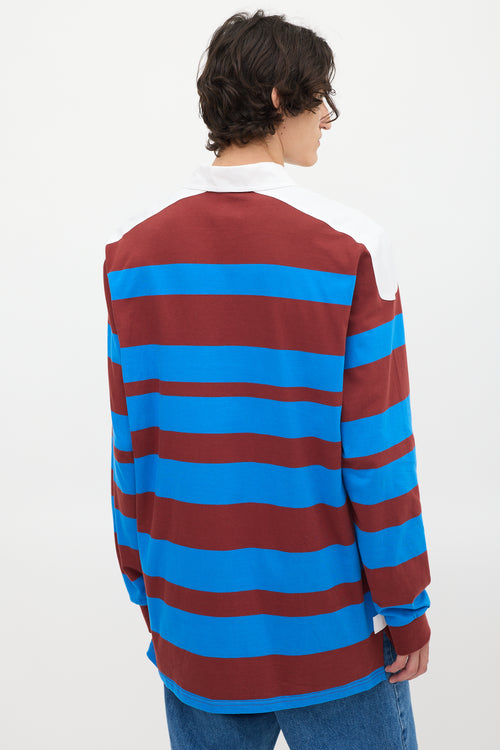 Wales Bonner Blue 
Burgundy Striped City Polo