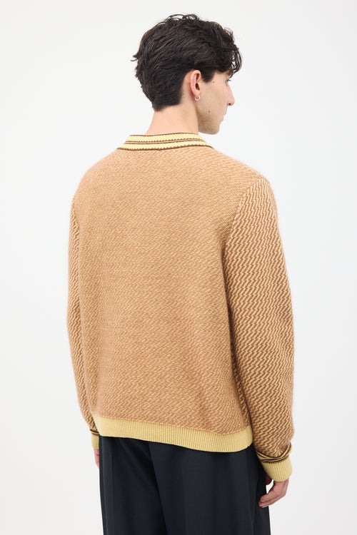 Wales Bonner Brown 
Yellow Cashmere Clarinet Sweater