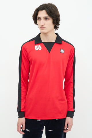 Wales Bonner Red 
Black Home Jersey Logo Polo