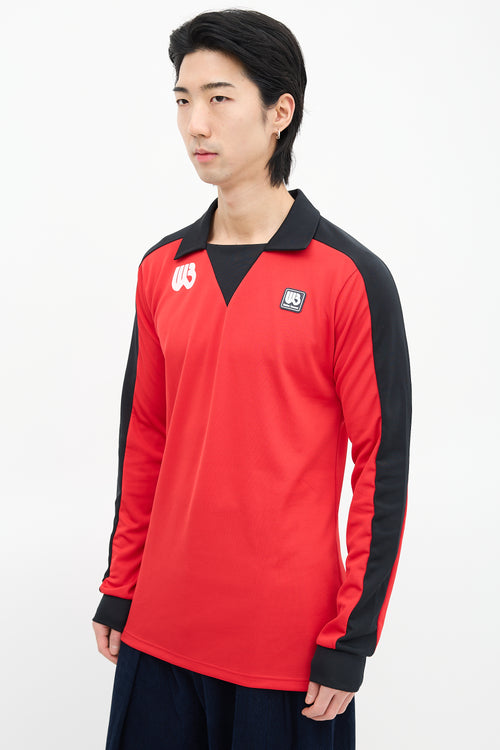 Wales Bonner Red 
Black Home Jersey Logo Polo