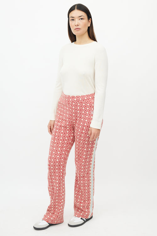 Wales Bonner Red 
Cream Pattern Track Pant