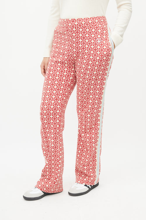 Wales Bonner Red 
Cream Pattern Track Pant