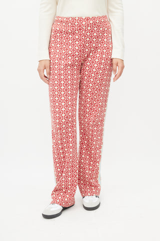 Wales Bonner Red 
Cream Pattern Track Pant