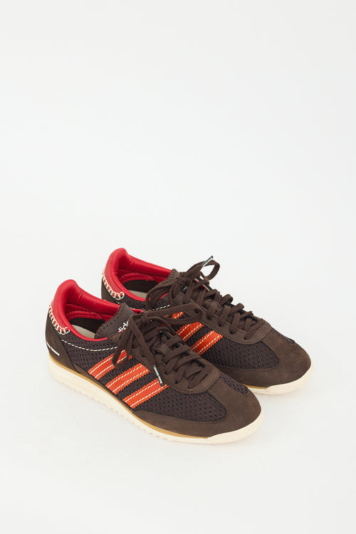 Wales Bonner X Adidas Brown 
Orange Knit SL72 Sneaker