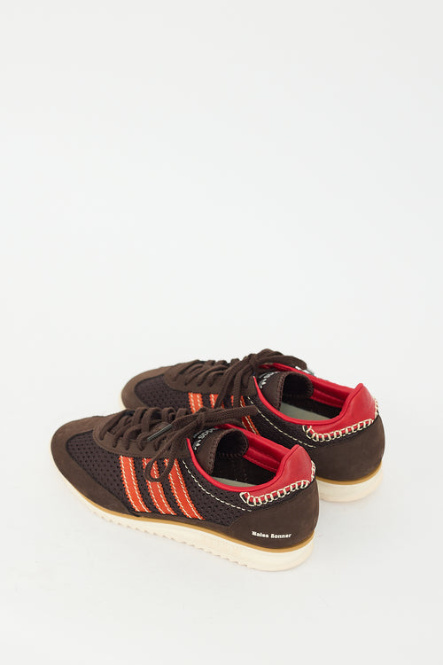 Wales Bonner X Adidas Brown 
Orange Knit SL72 Sneaker