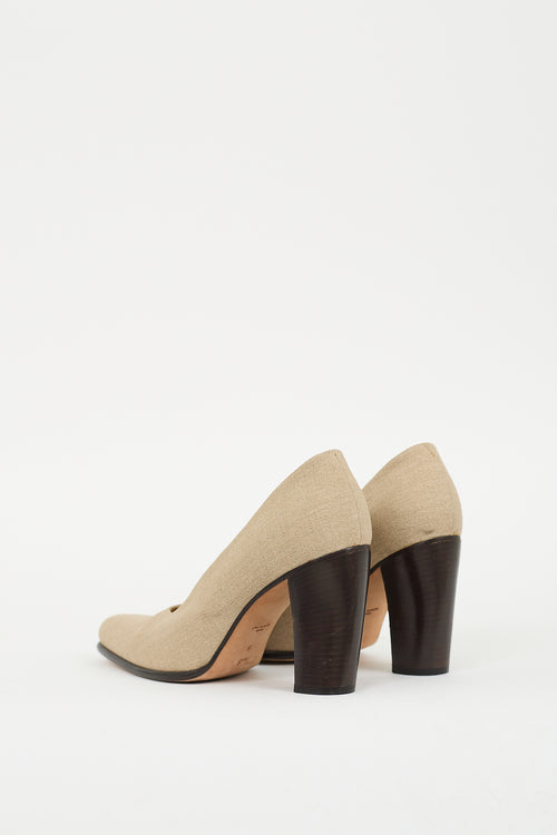 Walter Steiger Beige Canvas Curved Heel Pump