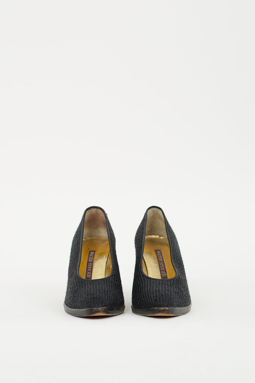 Walter Steiger Black Raffia Block Heel Pump