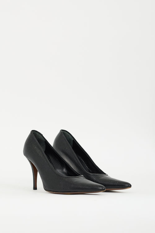 Walter Steiger Black Textured Leather Heel