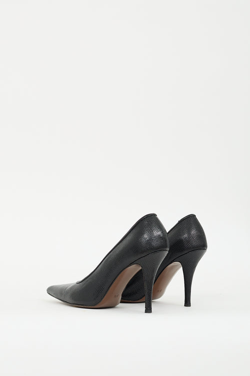 Walter Steiger Black Textured Leather Heel