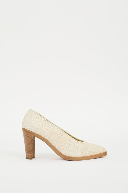 Walter Steiger Cream Raffia Block Heel Pump