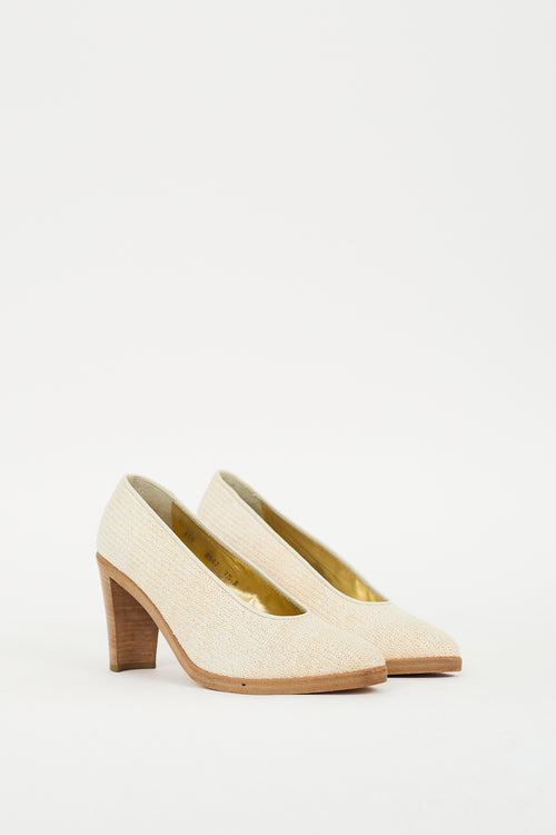 Walter Steiger Cream Raffia Block Heel Pump