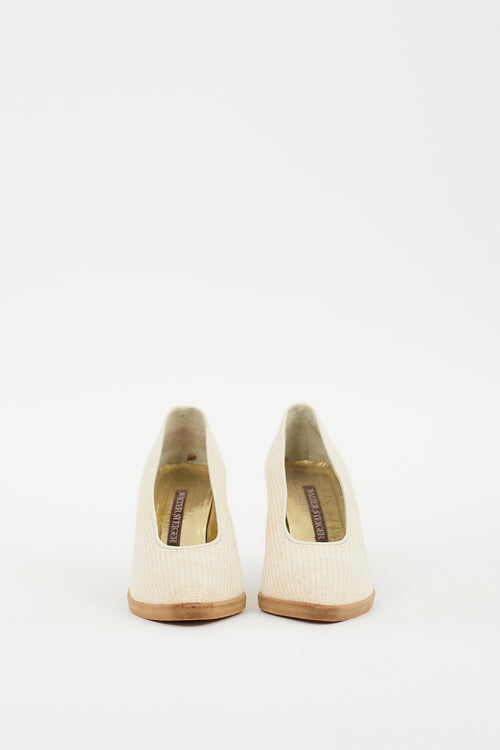 Walter Steiger Cream Raffia Block Heel Pump