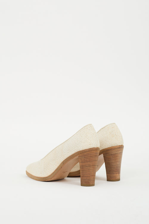 Walter Steiger Cream Raffia Block Heel Pump