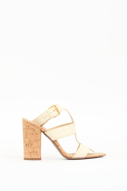 Walter Steiger Cream Textured Leather Cork Sandal