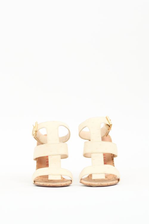 Walter Steiger Cream Textured Leather Cork Sandal