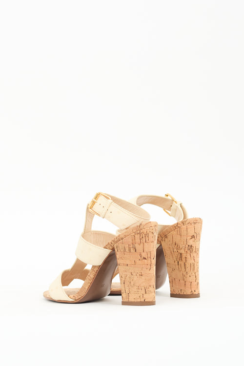 Walter Steiger Cream Textured Leather Cork Sandal