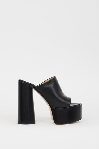 Wandler Black Leather Electra Platform  Heel