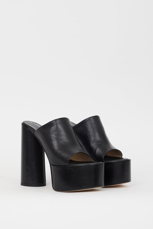 Wandler Black Leather Electra Platform  Heel