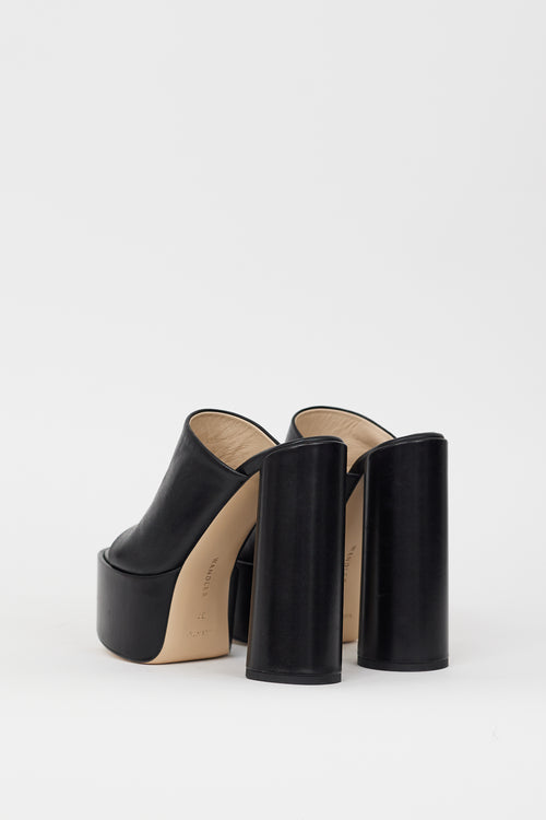 Wandler Black Leather Electra Platform  Heel