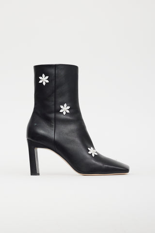 Wandler Black Leather Flower Boot