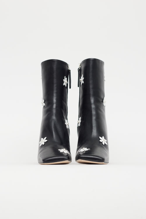 Wandler Black Leather Flower Boot