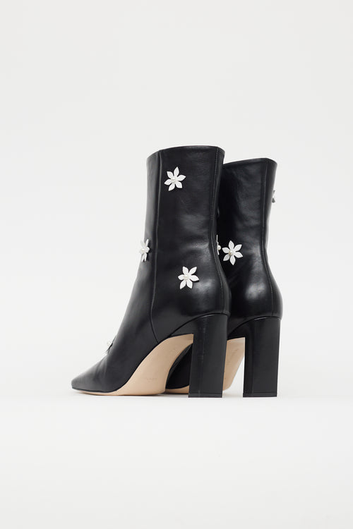 Wandler Black Leather Flower Boot