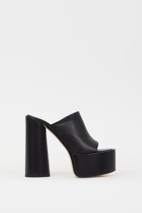 Wandler Black Leather Electra Platform Heel