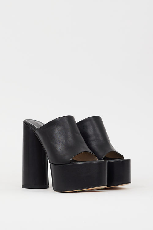 Wandler Black Leather Electra Platform Heel