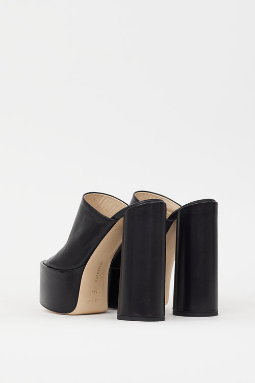 Wandler Black Leather Electra Platform Heel