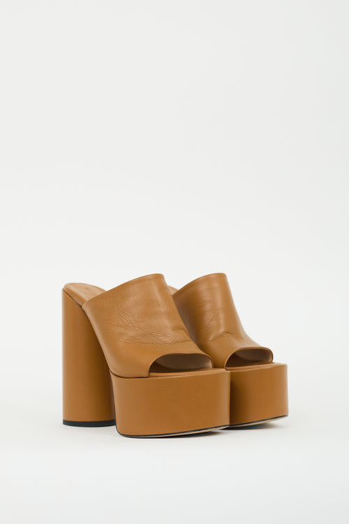 Wandler Brown Leather Electra Platform Heel