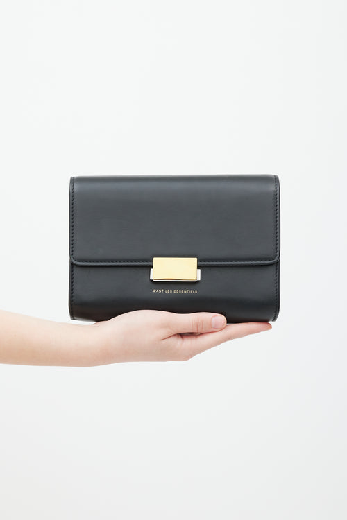 Want Les Essentiels Black 
Gold Leather Bag