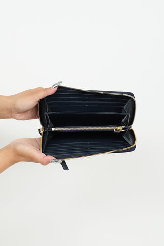 Want Les Essentiels Navy Leather Continental Zip Wallet