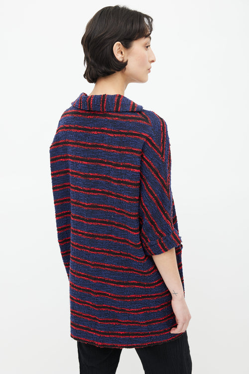 Warm Navy 
Red Stripe Oversized Shirt