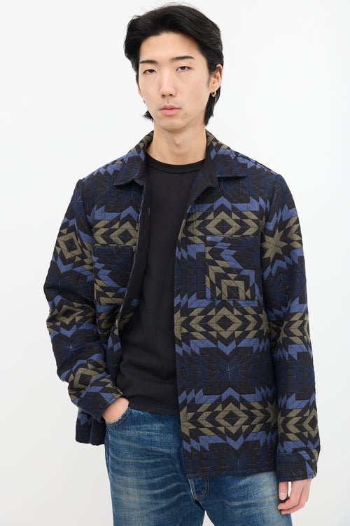 Wax London Navy 
Multi Geometric Quilted Jacket